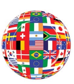7" Paper Plate International Flags- 8 Count Package.