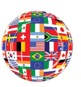 9" Paper Plate International Flags. 8 Count Package.