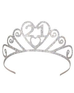 Silver Glitter Metal "21" Tiara