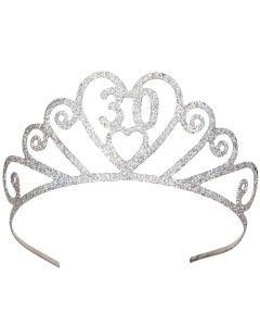Silver Glittered "30" Tiara