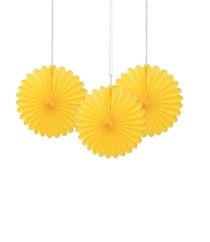 6" Sunflower Yellow Tissue Paper Fan-3 Count Package.