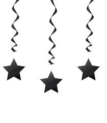 26" Black Hanging Swirl Star Decoration-3 Count Package.