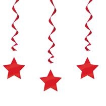 36" Red Hanging Star Swirl Decoration-3 Count Package.