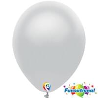 12" Latex Metallic Silver-50 Count Package. Does Not Include Helium.