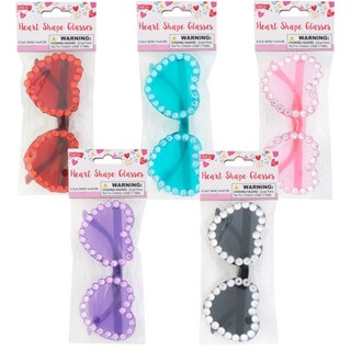 Glasses Heart Shape w/ Bling Trim-5 Assorted Colors. Please Specify Red, Blue, Pink, Purple or Black.