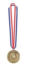 Gold Medal with Ribbon. Approximately 30" Long with 4" medal. This is a Non-Returnable Item.